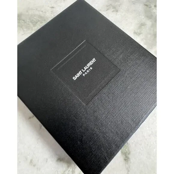 Auth Saint Laurent YSL Black Leather Stud Bracelet Small Sized Metal - Picture 16 of 16